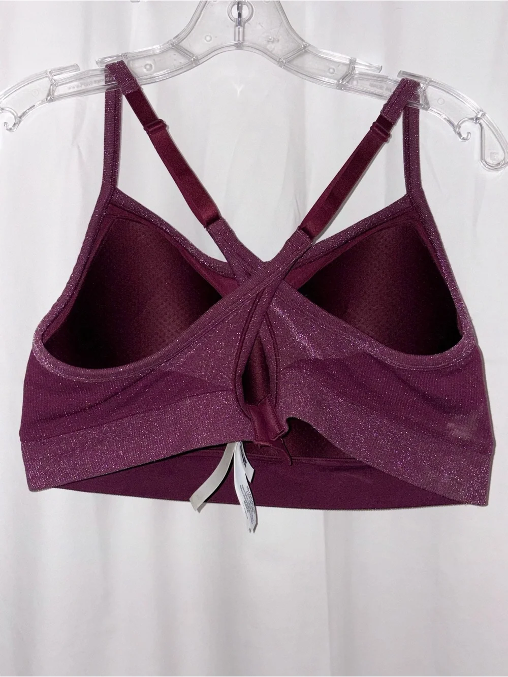 PINK Victoria's Secret Sparkle Deep Plum Crisscross Sports Bralette